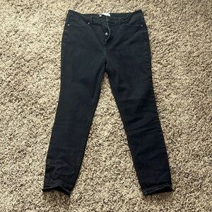 LC LAUREN CONRAD black button fly skinny jeans size 14 high rise
